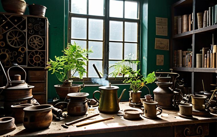 캐릭터 디자인과 배경 디자인의 상관성 - Image Prompt 1: The Bohemian Inventor's Sanctuary**