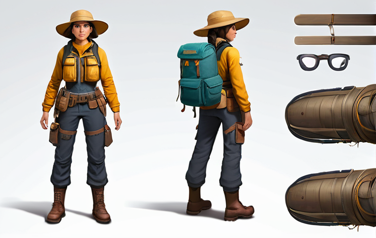 캐릭터 디자인 이직 시 성공 사례 - **A Seasoned Explorer Character Sheet**
    A character concept sheet for a seasoned female explorer...
