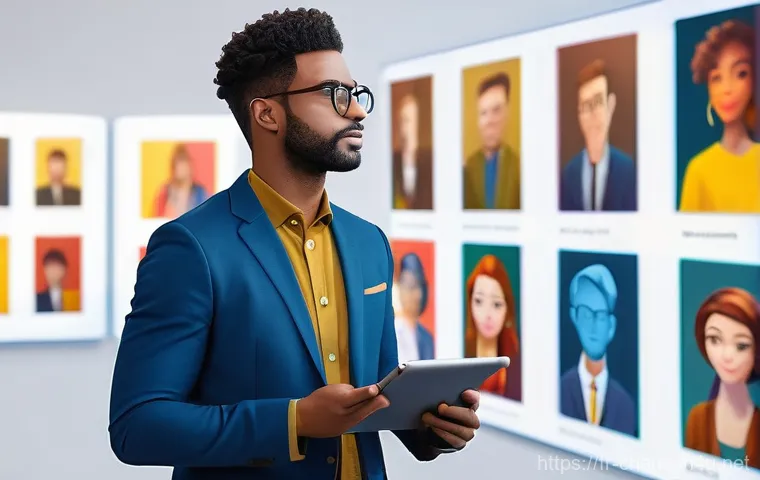 캐릭터 디자인 해외 컨퍼런스 참석 준비 - **Prompt:** "A diverse, focused digital artist, wearing smart casual attire like a well-fitted blaze...