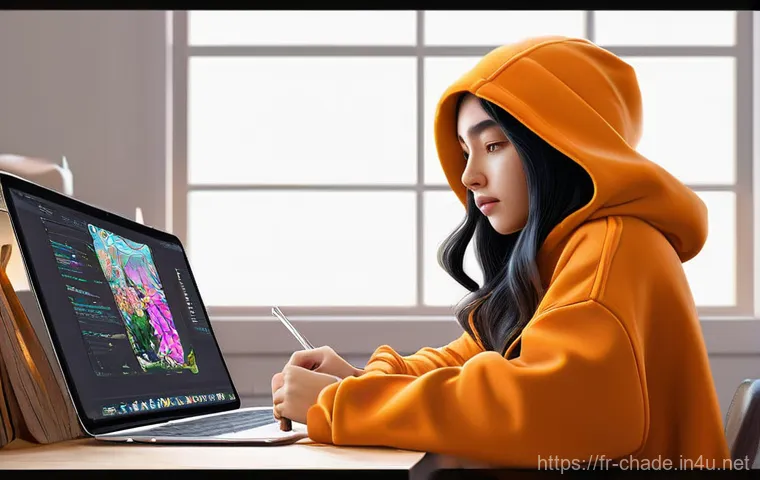 캐릭터 디자인 프로젝트 예산 관리 - **Prompt 1: The Visionary Creator's Workspace**
    A young female character designer, late teens or...