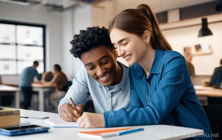 캐릭터 디자인 팀과 협업하는 법 - **Three professional character artists**, two women and one man, all dressed in smart, appropriate s...