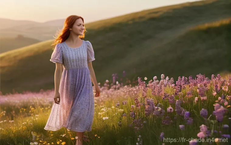 캐릭터 디자인 실기 강의 후기 - **Prompt 1: Serene Sunset in a Meadow**
    "A young woman, approximately 25 years old, with flowing...