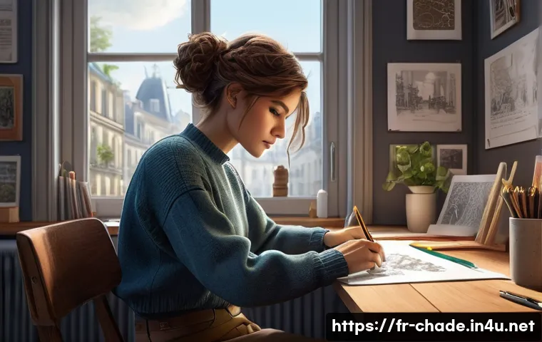 캐릭터 디자인 연봉 협상 사례 - **Prompt 1: Focused Character Designer at Work**
    A young, determined female character designer, ...