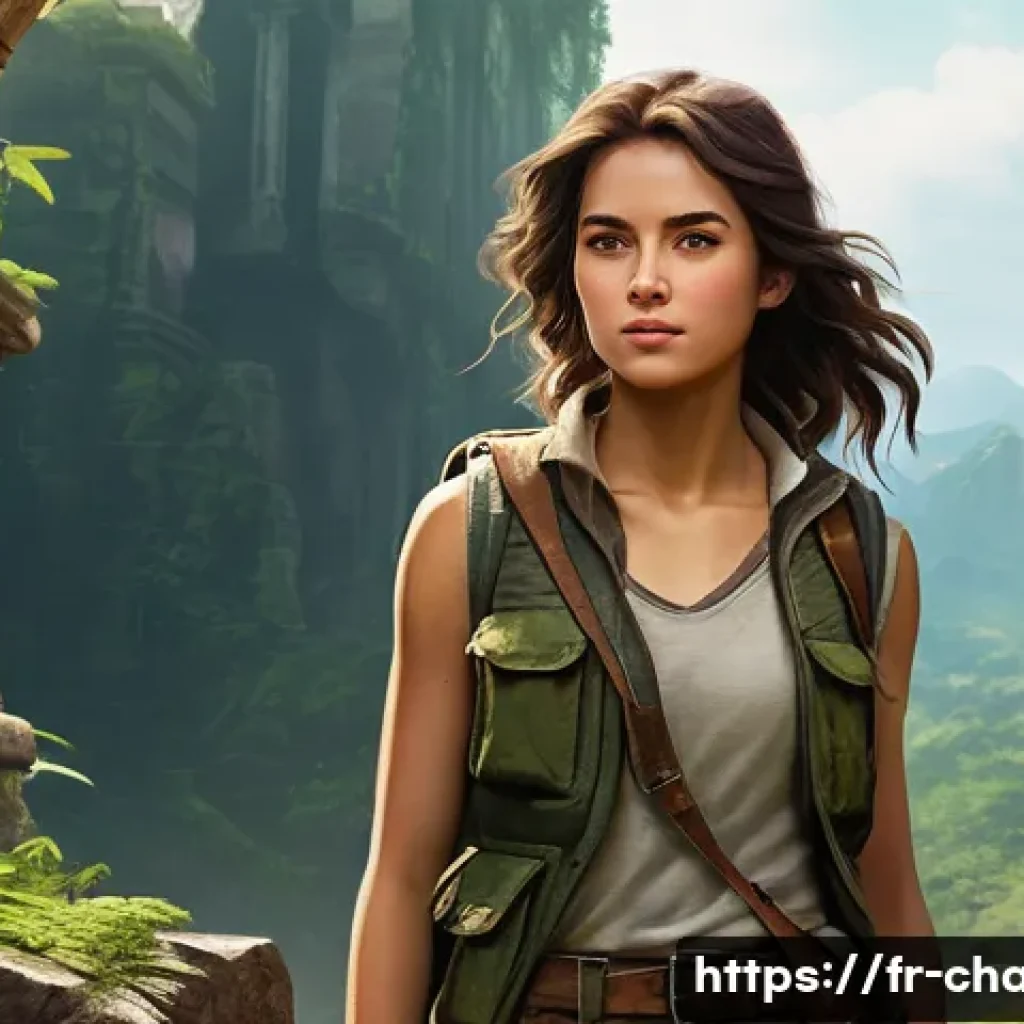 캐릭터 디자인과 스토리텔링의 상관관계 - **Prompt 1: Female Adventurer in Ancient Ruins**
    "A determined young female adventurer, mid-20s,...