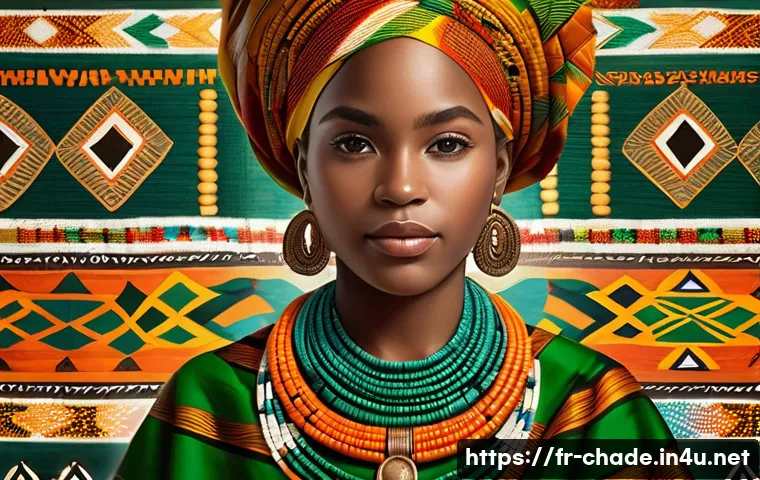 캐릭터 디자인의 문화적 다양성 반영 - A detailed portrait of a young female character wearing traditional West African attire, featuring v...