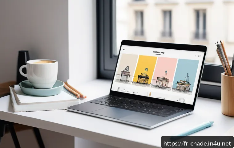 캐릭터 디자인 포트폴리오 구성 시 주의점 - A modern digital artist’s portfolio homepage displayed on a sleek laptop screen, featuring a clean, ...