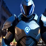Home 23 캐릭터 디자인 취업 준비 계획 - A highly detailed 3D character model of a futuristic French video game hero, wearing advanced lightw...