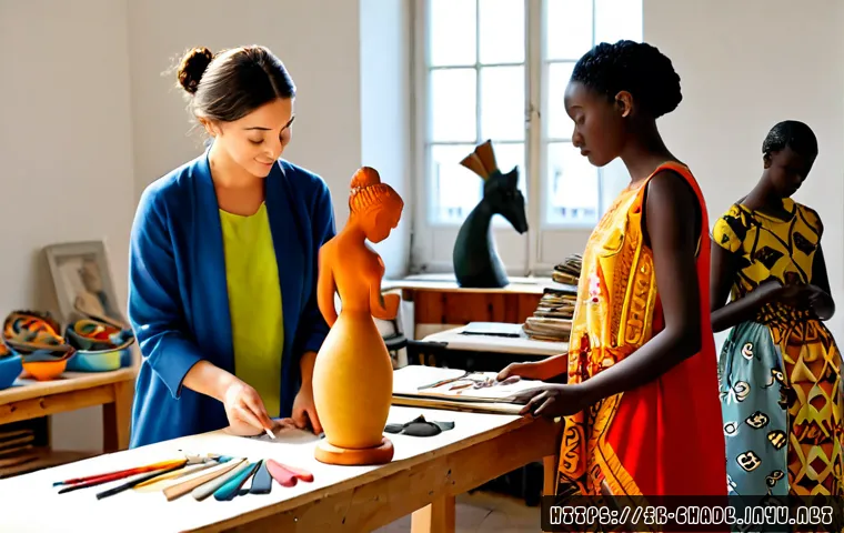 캐릭터 디자인과 문화적 다각적 해석 사례 - Photorealistic editorial scene of a French character designer in a bright Paris studio, arranging ha...